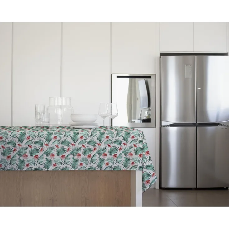 Gemitex Traditionelle Tischdecke, Plüsch, gewachst, wasserdicht und schmutzabweisend, Dekor 4145 Orchidee Jungle, ideal für rechteckige Tische für 10/12 Personen, 140x240 cm, hergestellt in Italien,