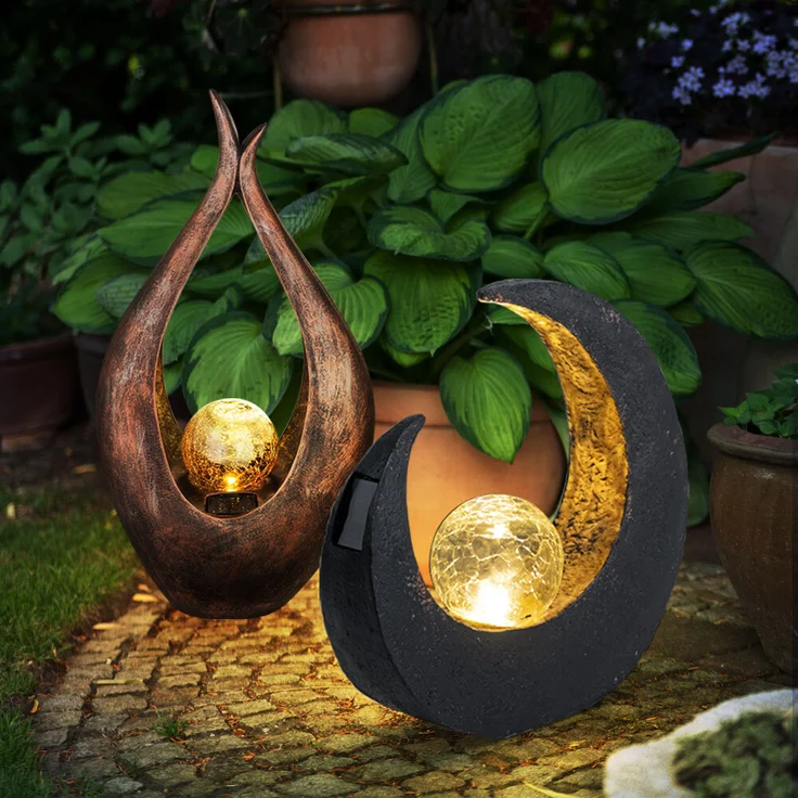 2er Set LED Solarleuchten mit Glas Kugel in Crackle Optik – Bild 3