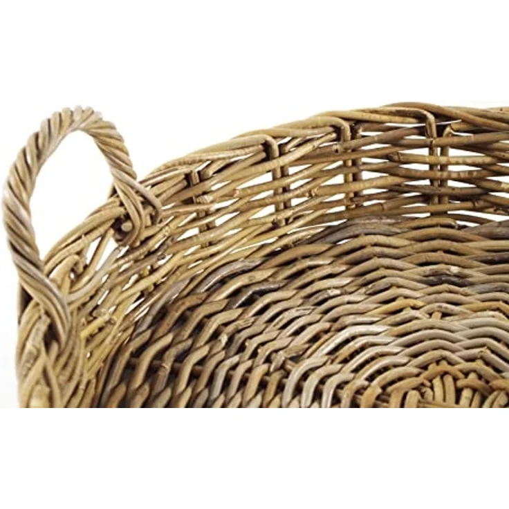 Kobolo Tablett Dekotablett Serviertablett kubu grau mit Griffen, Rattan – Bild 2