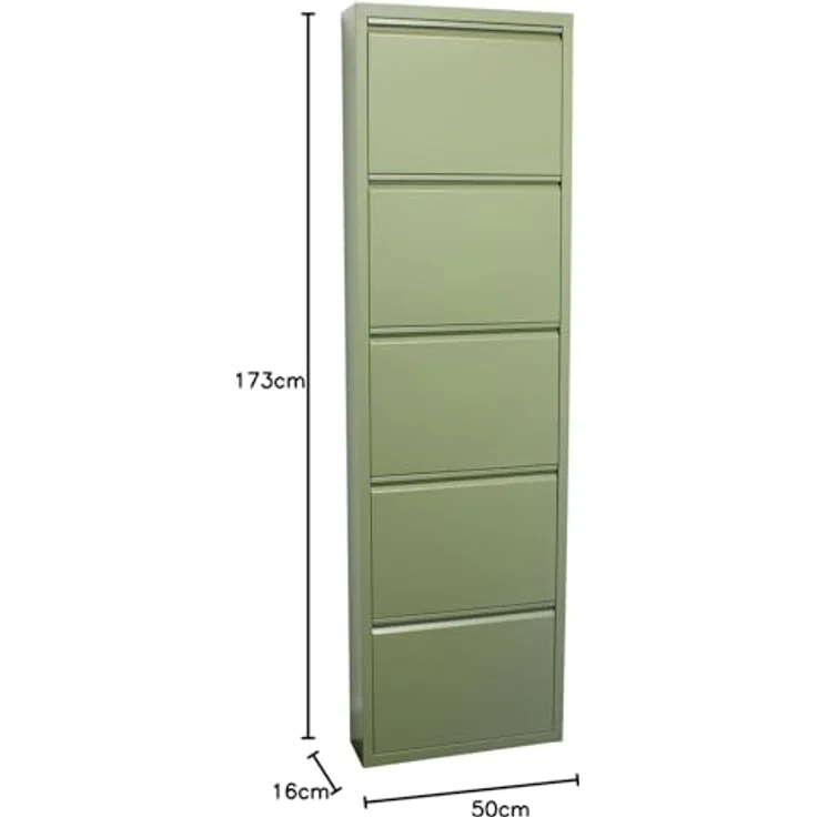 ebuy24 Pisa Schuhkipper, Grün, Metall, 50x173x16 cm, 5 Klappen, Garderobe, Schuhaufbewahrung – Bild 3