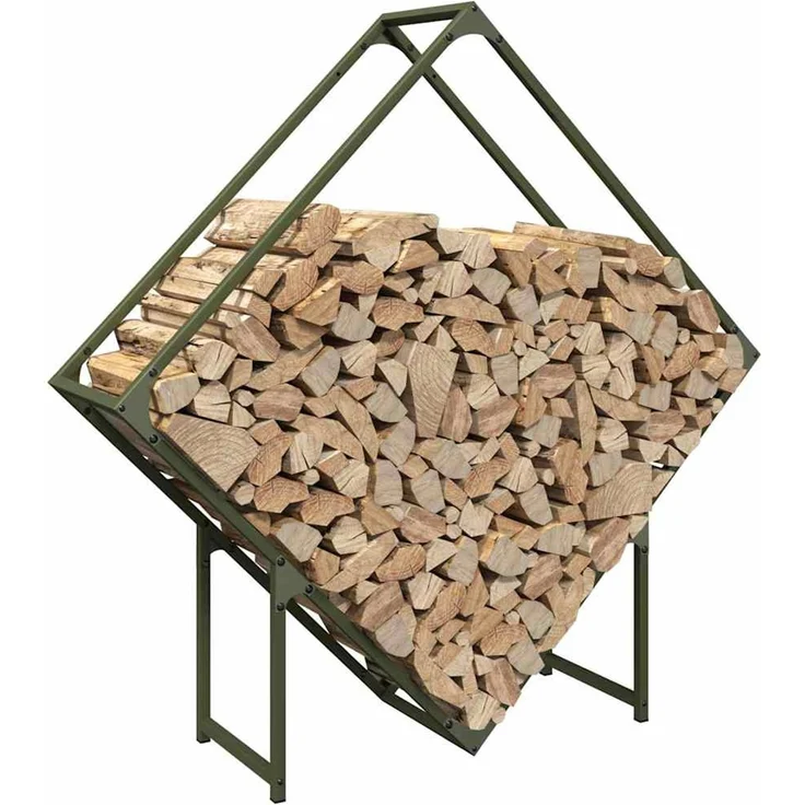 vidaXL Brennholzregal Olivgrün 100x25x100 cm Kaltgewalzter Stahl 864290 – Bild 3