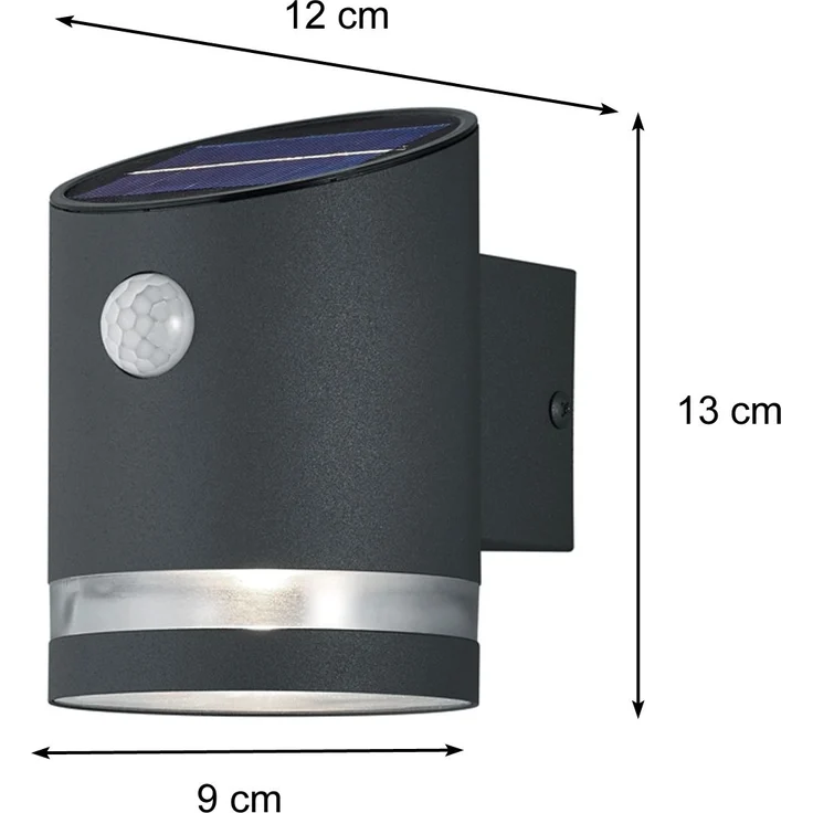 Reality Leuchten LED Solar Außenwandleuchte Salta R22231142, Kunststoff anthrazit, inkl. 3 Watt LED, Bewegungsmelder – Bild 4