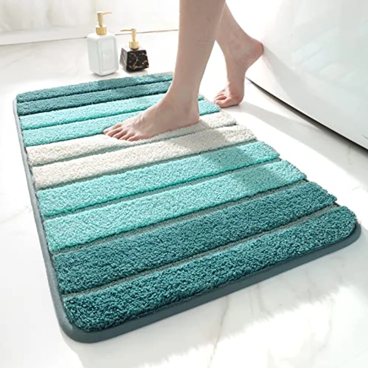 DEXI Badezimmerteppich rutschfest Badematte 40x60 cm,Badteppich Saugfähig Weich Maschinenwaschbar für Badezimmer,Grün – Bild 2