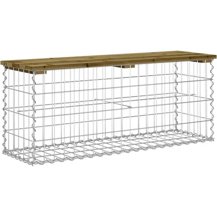 vidaXL Gartenbank aus Gabionen 103x31,5x42 cm Kiefernholz Imprägniert 834352 – Bild 4
