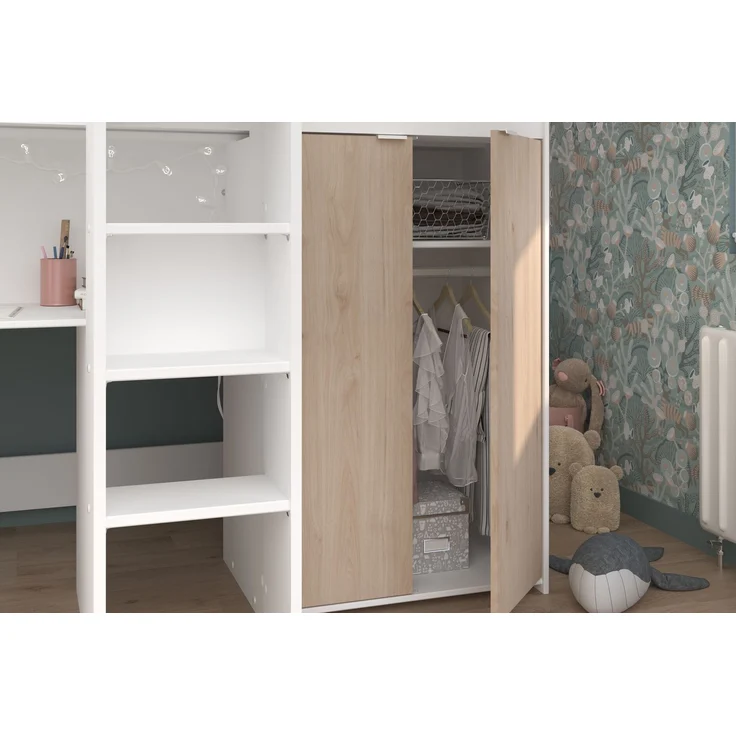 Parisot Hochbett Tom mit Schreibtisch, Schubkästen & Schrank – Bild 7