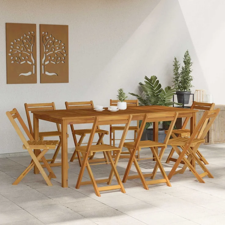 vidaXL Außen Bistro-Stühle 8 stk. Natur Massivholz Akazie 3416286 – Bild 3