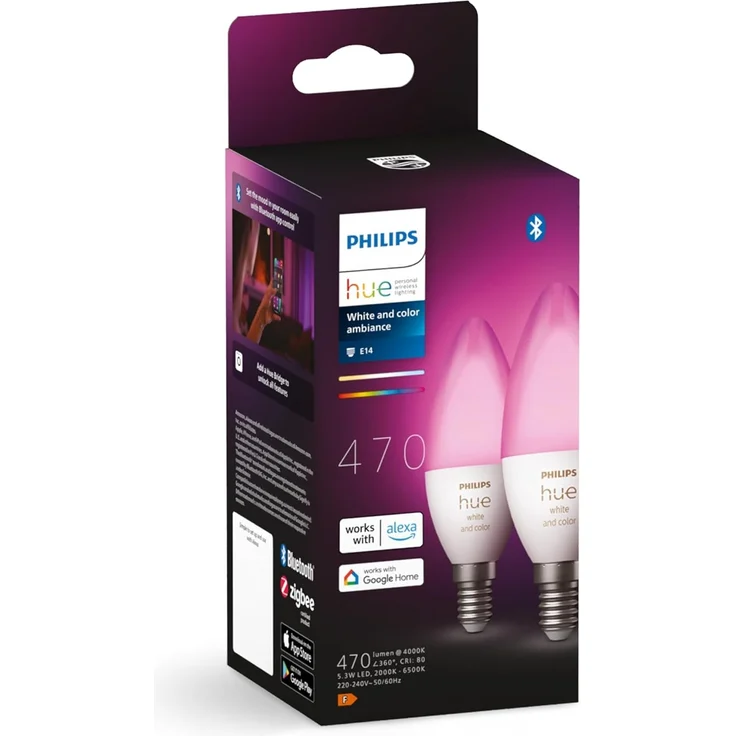 Philips Hue LED Lampe E14 2er Set 470lm White Color Amb. EEK G – Bild 2
