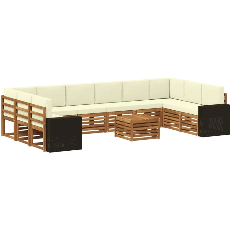 vidaXL Outdoor-Sofagarnitur 11 stk. 10-Sitzer Natur und Creme 3384931 – Bild 2