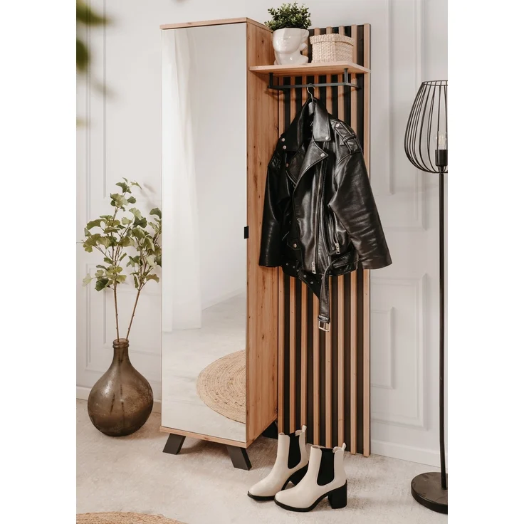 Kompaktgarderobe >Medan< in Dekor Artisan Oak / anthrazit - 80x190x37cm (BxHxT) – Bild 5