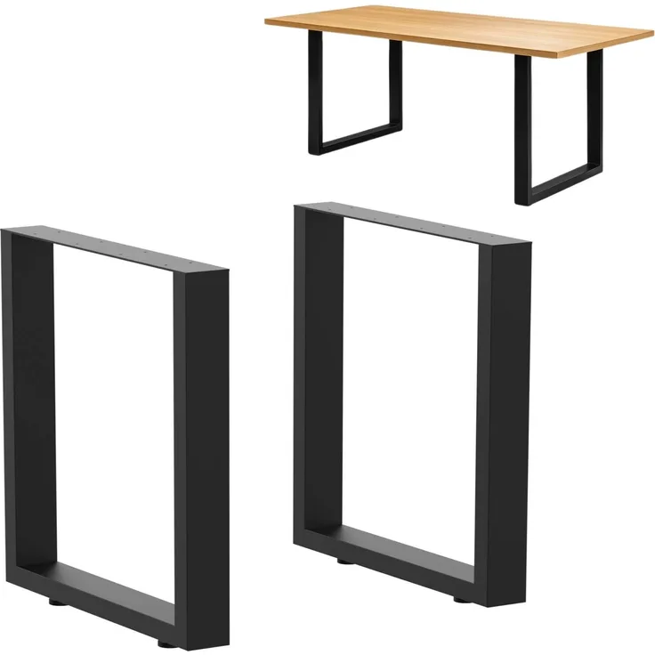 DanDiBo 2x Tischbeine Metall Schwarz 72 x 80 cm Tischgestell Höhenverstellbar 96660 Tischfüße Möbelfüße Tischkufen Esstisch Beine