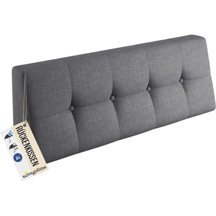 sunnypillow Palettenkissen Rückenlehne gesteppt UV - beständig Outdoor/Indoor Palettenauflage Palettenpolster Palettensofa Sitzkissen Seitenkissen 120 x 40 x 20/10cm Silver