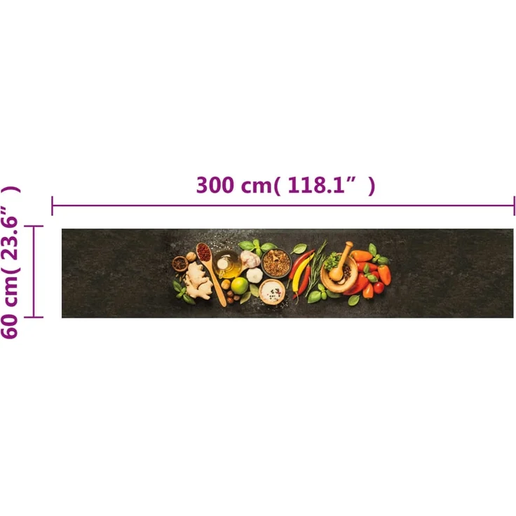 vidaXL Küchenteppich Waschbar Gewürze 60x300 cm Samt 4005616 – Bild 4