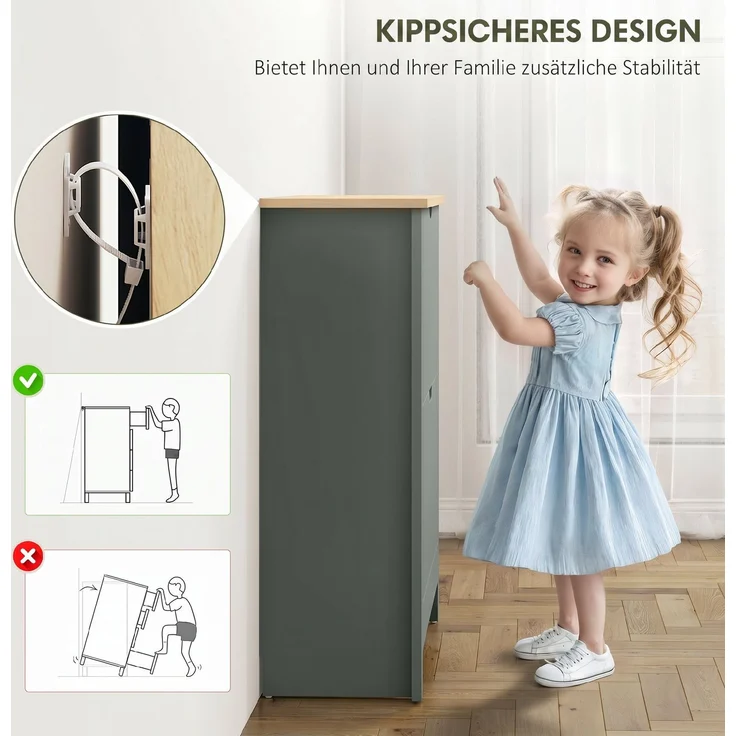 Schuhschrank mit 2 Klappfächern, verstellbare Trennwand für 8-12 Paar Schuhe, 72 x 26 x 80 cm, Hellgrau--Hellgrau--80x26x72cm--YOUDENOVA – Bild 9