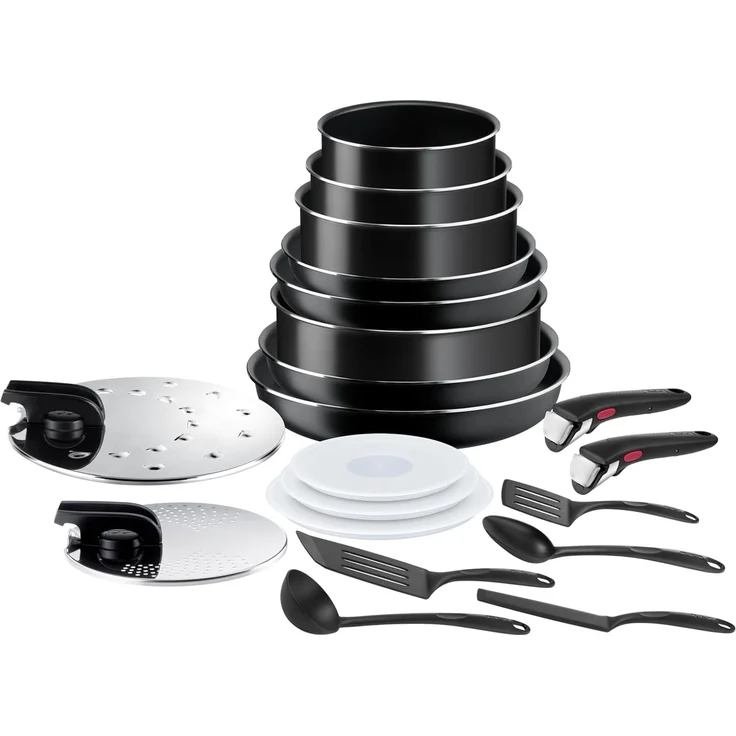 Tefal Ingenio Easy On 20-teiliges Topf und Pfannenset abnehmbarer Griff, stapelbar, platzsparend, Töpfe und Pfannen mit Antihaftversiegelung, einfache Handhabung und Reinigung, L15994