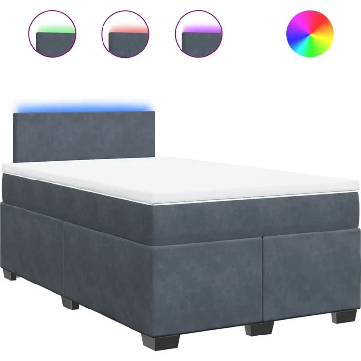vidaXL Boxspringbett mit Matratze Dunkelgrau 120x200 cm Samt 3288577 – Bild 2