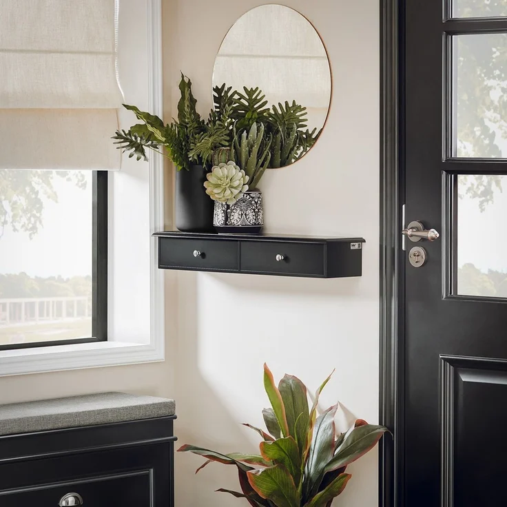 SoBuy FRG43-SCH Wandregal mit schublade, MDF, Lackiert, Schwarz, 64 x 10 x 15 cm – Bild 6