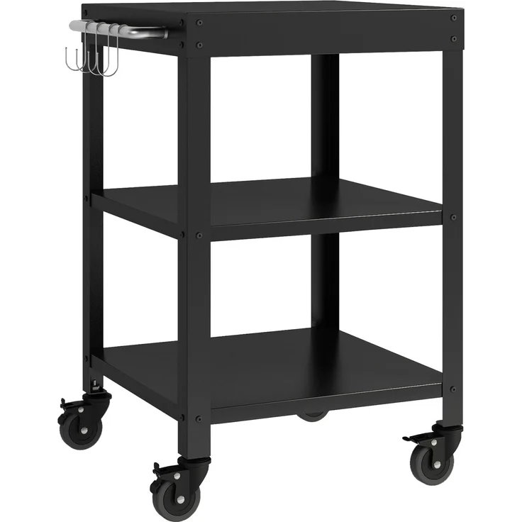 Outdoor Servierwagen Bolognano Stahl 81x50x50 cm Schwarz [casa. pro] – Bild 3