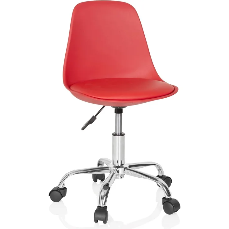 hjh OFFICE 742013 Kinder- und Jugenddrehstuhl Fancy II Kunstleder Rot moderner Drehstuhl höhenverstellbar
