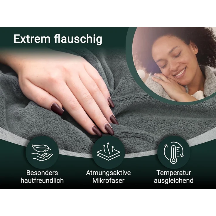 ZOLLNER Kuscheldecke, 220x240 cm, grau (taupe) – Bild 2