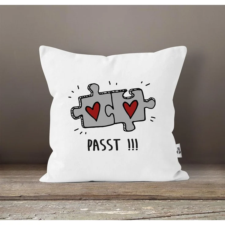 MoonWorks Dekokissen Kissenbezug Passt!!! 2 Puzzleteile Geschenk Liebe Beziehung Jahrestag Valentinstagsgeschenk Weihnachtsgeschenk Moonworks® – Bild 2