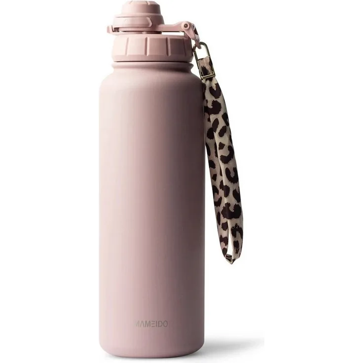 MAMEIDO Thermoflasche, mit 2-in-1 Deckel, Strohhalm und Handschlaufe in 500 ml, 700 ml & 1,2l