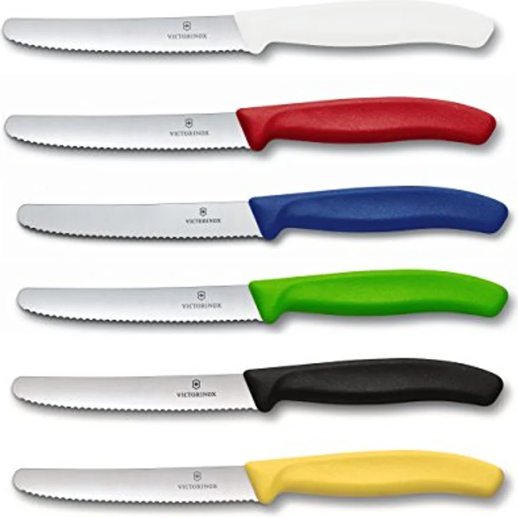 Victorinox Swiss Classic | Tafelmesser Set | 6 Stück | farblich sortiert: Weiß, Blau, Schwarz, Rot, Gelb, Grün | ergonomisch geformt | ideal für den täglichen Gebrauch – Bild 2
