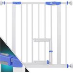 KIDIZ® Absperrgitter zum Klemmen mit Katzenklappe, Türschutzgitter, Autoclose Kinder Treppengitter ohne Bohren | 90° Stopp Schutz, schwenkbar, Treppenschutzgitter Blau, 74 - 80 cm