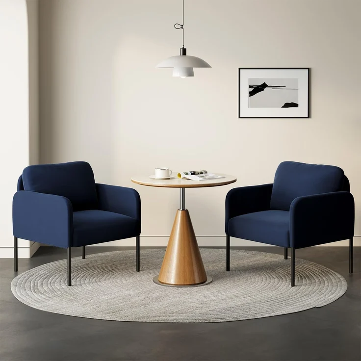 COLAMY Gepolsterter Ohrensessel 2er Set aus Samt – Moderner Lounge-Sessel mit weicher Rückenlehne, Komfortabler Sessel für Wohnzimmer, Schlafzimmer, Apartment & Leseecke, Blau – Bild 1