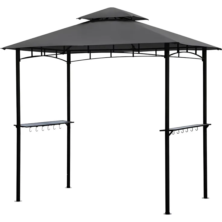 Sekey Grill Pavillon 2.45x1.50 m, Wasserdicht Gartenlauben Gartenzelt Partyzelt für Garten/Partys/Picknick/BBQ´s, UV-Schutz 50+, Grau