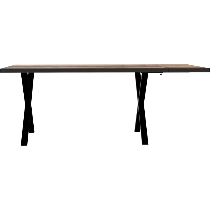 Forte GRIGOR Tisch 160, Großer Esstisch mit Metallbeinen und Verlängerungsplatte, Holzwerkstoff, Old-Wood Vintage Holzdekor/Schwarz matt, 160 cm breit x 75,8 cm hoch x 90 cm tief – Bild 4