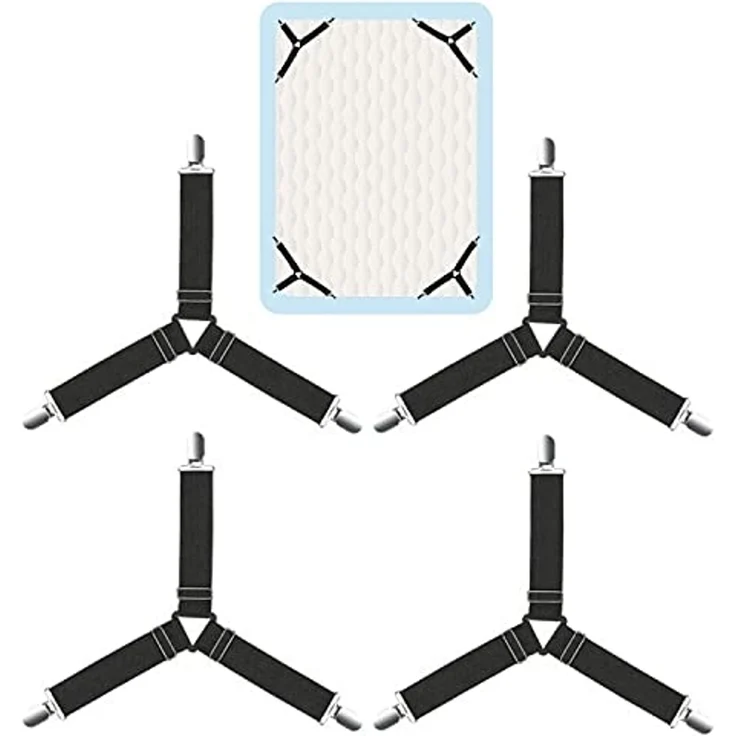 BAYLI Spannbettlaken Verstellbare Bettlakenspanner [4er Set], Betttuchspanner mit Metallcl – Bild 3