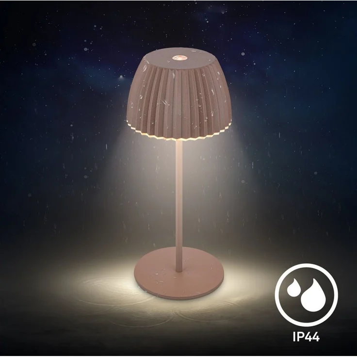 BRILONER - Riffle Mini LED Tischlampe kabellos IP44 mit Lichtkante, Touchdimmer, Akku tauschbar, Nachttischlampe, LED Lampe, Akku Lampe, German Design Award Winner 2025, 8,5x20 cm, Umbrasand – Bild 2