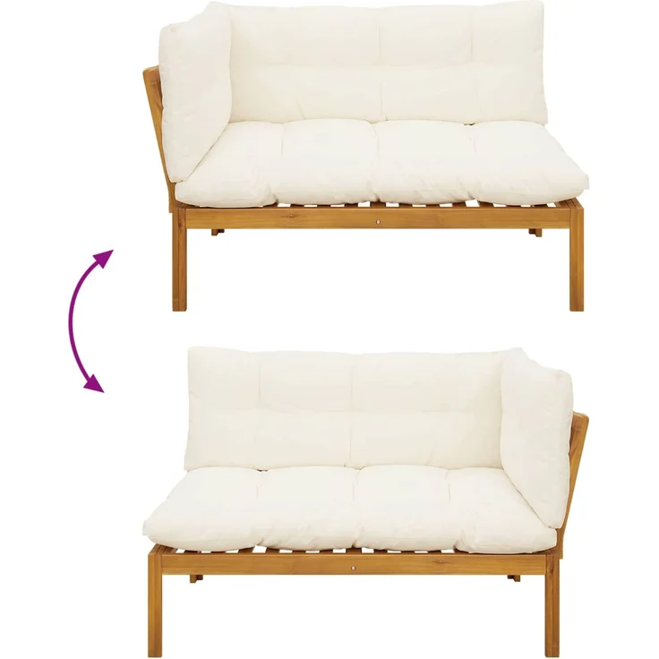 vidaXL Gartenecksofa Natürlich und Cremweiß Akazienholz 42026770 – Bild 9