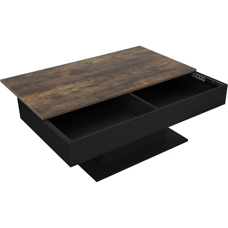 ML-DESIGN Couchtisch Beistelltisch mit 2 Staufächern unter Schiebeplatte Truhefunktion, Wohnzimmertisch 2 Stauräume Sofatisch mit aufziehbare Tischplatte – Bild 2