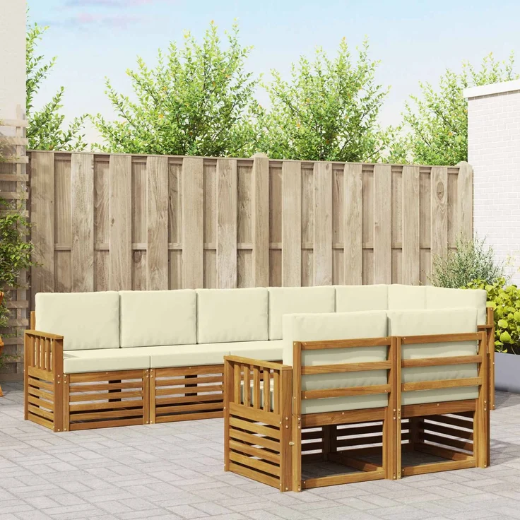 vidaXL Outdoor-Sofagarnitur 8 stk. 8-Sitzer Natur und Creme 3375000 – Bild 1