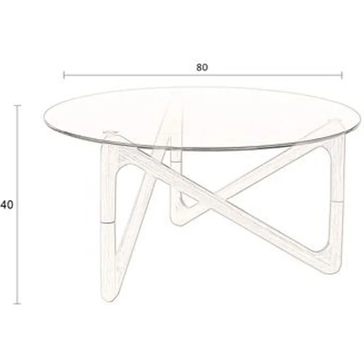 Couchtisch Naia Walnut mit Glasplatte und Eichenholzgestell, rund – Bild 8