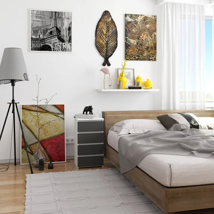 Home Collective Kommode 40 cm breit Holz Highboard Sideboard für Flur Schlafzimmer Wohnzimmer (Mehrzweckschrank Schrank schmal Kommode Schlafzimmer mit Schubladen), Kinderzimmer Organizer, 73 cm hoch mit 4 Schubladen weiß-grau – Bild 2