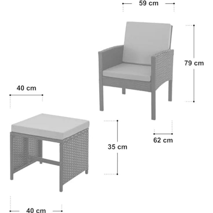SVITA Gartenlounge-Set DENVER, (Gartenmöbel-Set), Essgruppe, Rattan, Inkl. Kissen – Bild 6