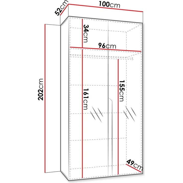 Kleiderschrank Veluna III 100 (Farbe: Cashmere / Cashmere + Gold) – Bild 5