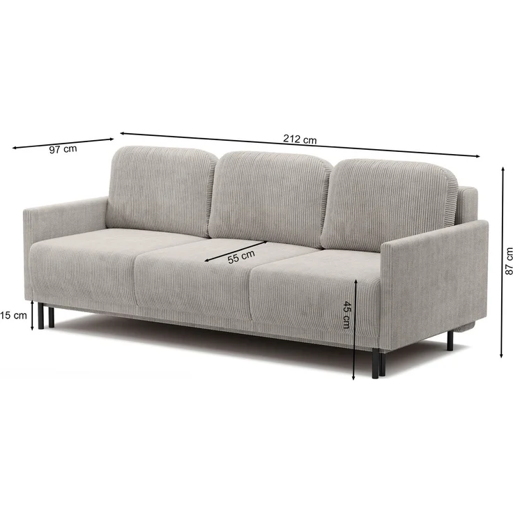Selsey 'Hamiel' 3-Sitzer Sofa mit Schlaffunktion und Bettkasten, Cord, Kupferrot – Bild 5