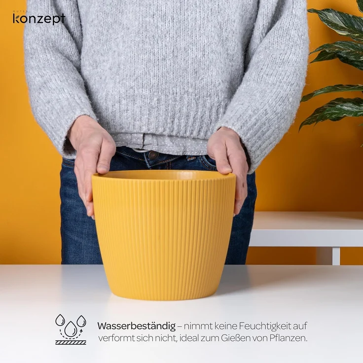KONZEPT Blumentopf 5,2 l, gerillte Struktur 22 cm, Übertöpfe für Zimmerpflanzen, ideal für Wohnzimmer, Küche und Balkon – Bild 7