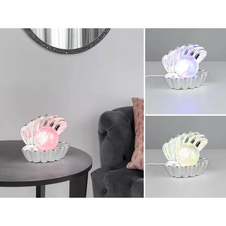 2er SET kleine USB Muschel Tischlampen mit RGB Beleuchtung, Höhe 14cm