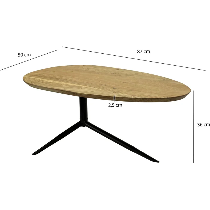 FINEBUY Couchtisch FB112559 Akazie Massivholz 87x50 cm Sofatisch mit Metallgestell (Eleganter Materialmix aus Holz und Metall), Handgefertigt im modernen Stil – Bild 3