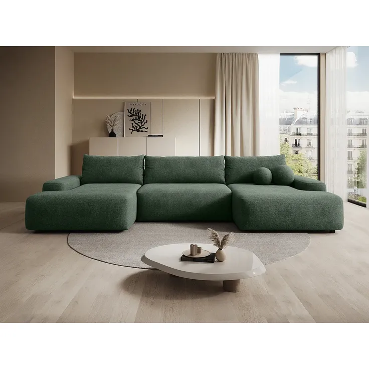 Vente-unique - DAVISO Sofa Stoff Grün - B 163 cm x H 87 cm x L 360 cm