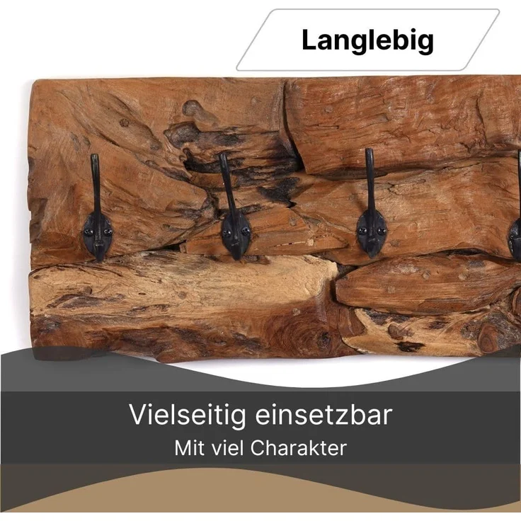 CREEDWOOD Wandgarderobe NATUR WANDGARDEROBE "MARA", 5 Haken, Treibholz, Garderobenpaneel – Bild 6