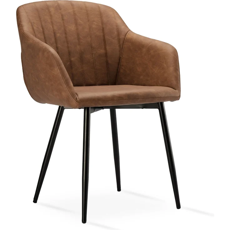 GOEURVANT 711 Esszimmerstühle 2er-Set mit Armlehnen, Kunstleder - Braun – Bild 5