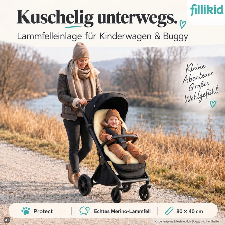 Fillikid Lammfelleinlage Buggy Kinderwagen TOP – Bild 2