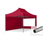 3x4,5 m Faltpavillon, PREMIUM Stahl 40mm, Seitenteile mit Panoramafenstern, rot