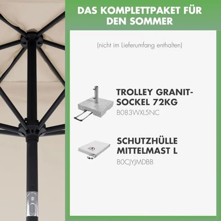 Doppler Sonnenschirm Jack 300x200 cm in Natur - Rechteckiger Sonnenschirm für Balkon & Terrasse - Schirm knickbar - Großer Balkonsonnenschirm - Kurbelschirm- Kippbarer Gartenschirm – Bild 6