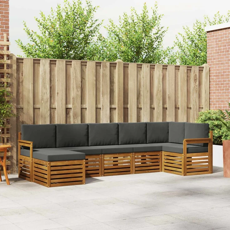 vidaXL Outdoor-Sofagarnitur 7 stk. 6-Sitzer Natur und Anthrazit 3375157 – Bild 1